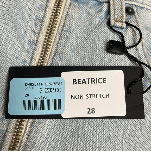 NWT Carmar Beatrice Pearl Side Trim Zip Front Distressed Denim Jean Skirt 28 - Picture 3 of 16